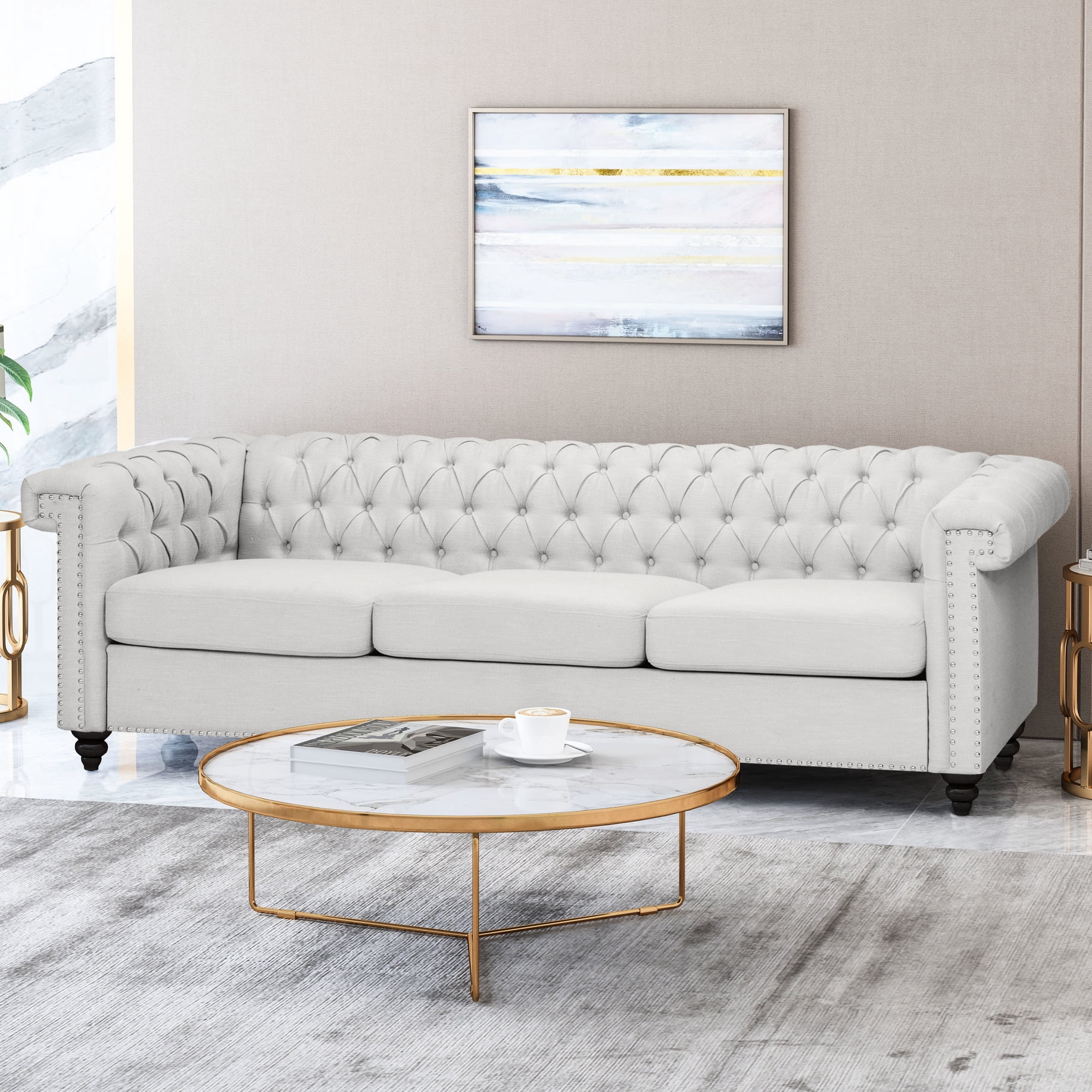 Streamlined Grey 3 For Living Room, With Upholstery And A Streamlined Low Back, 83 ...