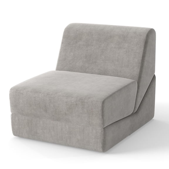 Grey 3-In-1 Folding Sofa Bed Convertible Sleeper Chair With Back Support High Density Sponge Washable Cover