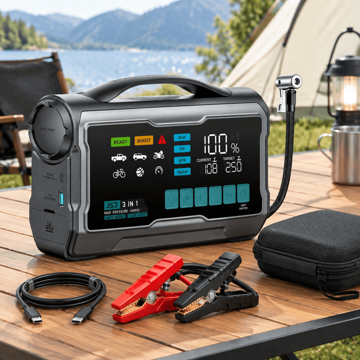 Grey 3250A Portable Jump Starter with 160PSI Air Compressor and ...