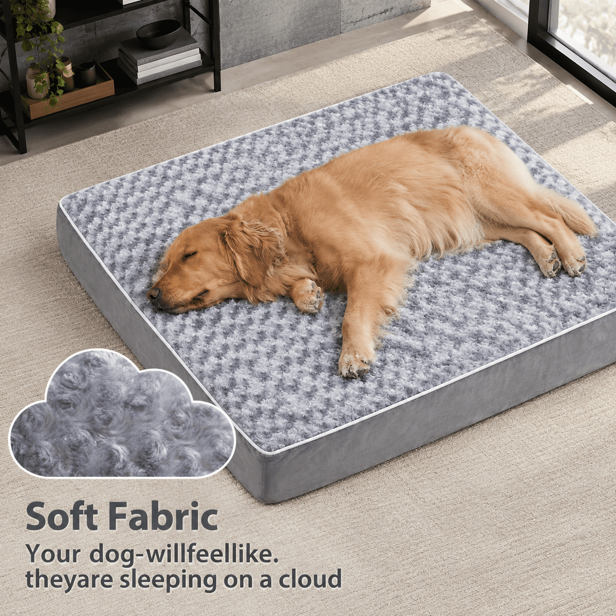 Grey 36.0"L x 27.0"W x 3.0"Th Waterproof Large Dog Crate Bed For Senior ...