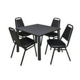 thumbnail image 1 of Grey 36 in. Kee Square Breakroom Table with Black & 4 Restaurant Stack Chairs, 1 of 1