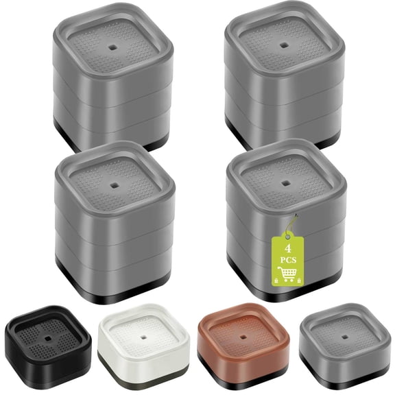 Grey 4 Pack Furniture Risers 1 Inch Heavy Duty Stackable Non-Slip Lift Blocks For Bed Sofa Cabinet Desk Chair