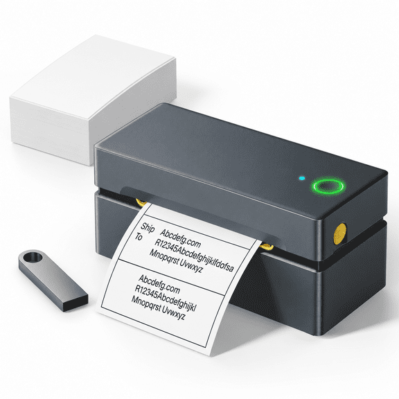 Grey 4x6 Thermal Shipping Label Printer, High Speed Monochrome Printing