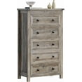 thumbnail image 1 of Grey 5 Drawer Dresser for Bedroom, Modern Wood Tall Dressers & Chests of Drawers for Bedroom, Living, Hallway, Entryway, 15.75" D x 27.56" W x 45.47" H, 1 of 8