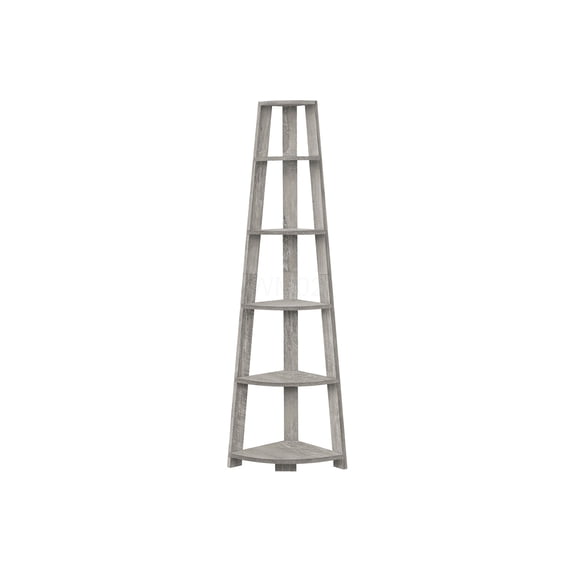 Grey 5 Tier Corner Bookshelf, Modern Etagere Bookcase for Living Room, Bedroom & Home Office