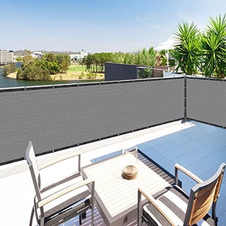 Grey 5' X 6' Balcony Deck Fence Privacy Screen Cover Panel Shade Cloth Fabric For Chain Fence Patio Pool Railing Driveway Walkway Porch Playground Dog Kennel Residence Use