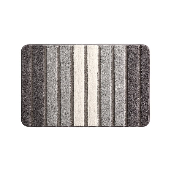 Grey 50X80Cm Striped Floor Mat, Quick-Dry And Skid-Proof, Perfect For High-Traffic Wet Areas, Durable Fabric