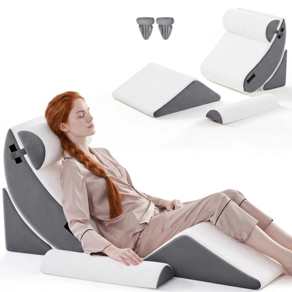 Grey 5PCS Wedge Pillow Set For -, Sleeping, And