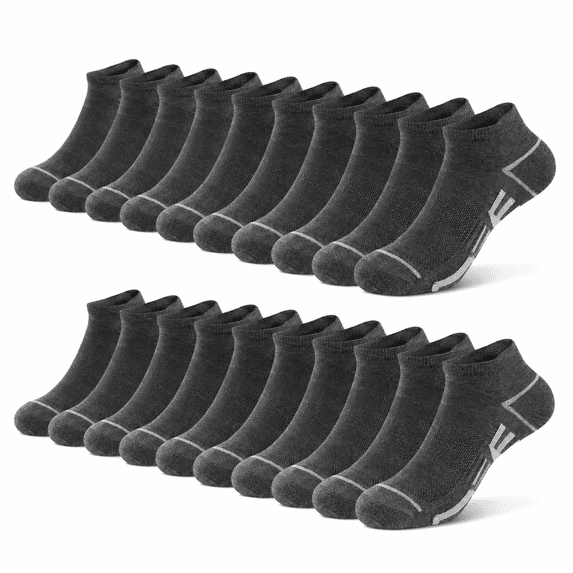 Grey 6-11 12 Pairs Mens Ankle Athletic Casual Low Cut Short Socks