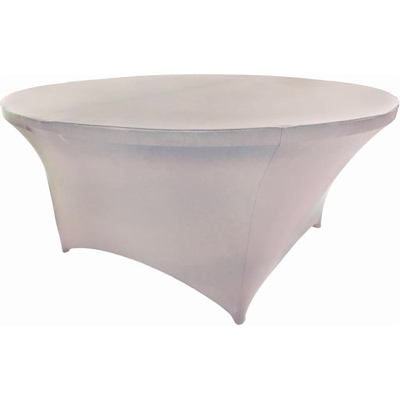Grey 60 Inch (5 Foot) Round Spandex Cocktail Tablecloth Folding Cover Stretch