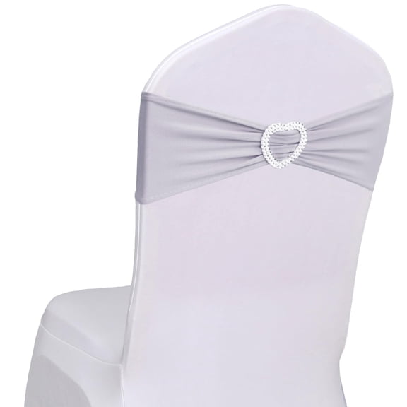 Grey 60 Pack Spandex Chair Sashes With Heart Buckle Slider Wedding Party Decorations
