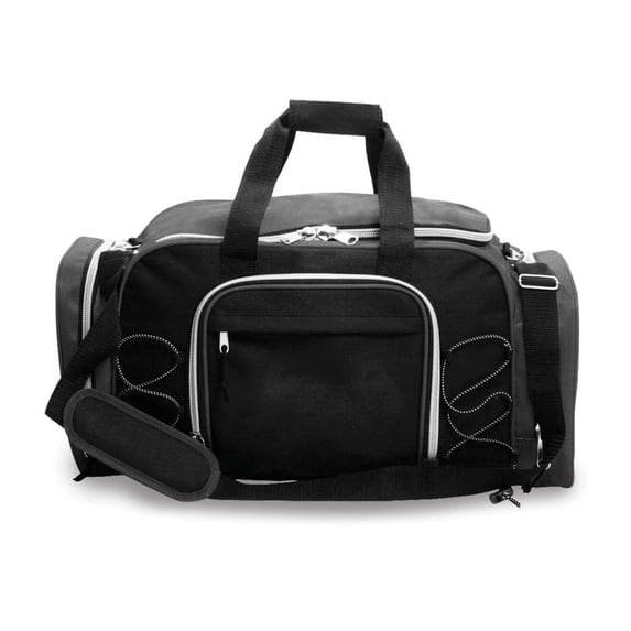 Grey 600D Waterproof Nylon Travel Duffel Bag with Multiple Zip Pockets and Detachable Shoulder Strap QGM19202