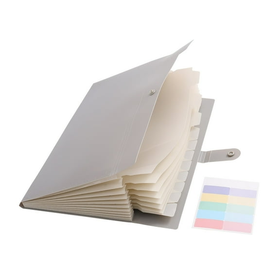 Grey 8 Pocket Expanding File Folder with Labels Letter A4 Size Portable Expanding Document Organizer Accordion File for Home Office School College Student Supplies Tax Bill Receipt Organizer