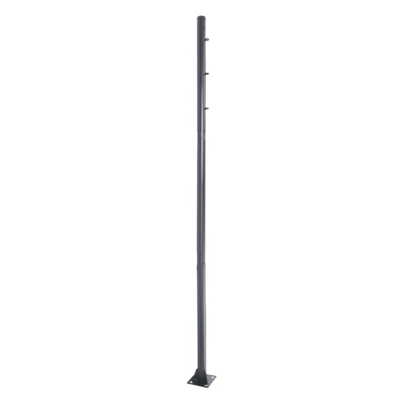 Grey 9.8 FT Sun Shade Sail Pole Kit, 76mm Galvanized Steel Awning Support Post with 3 Height Adjustable Fixed Rings, Screw-Free Sleeve Connection Ground Mount Shade Pole for Patio Backyard Pool
