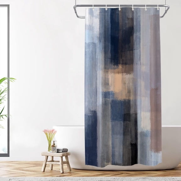 Grey Abatract Painting Decorative Shower Curtain, Modern Grunge Background Bathroom Décor Polyester Fiber Waterproof with Plastic Rings for Shower Stall Bathtubs 72 x 36 in