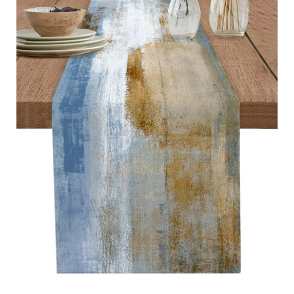 Grey Abstract Art Painting Table Runner for Dining Table Wedding Decoration Tablecloth Home Party Decor Table Cover