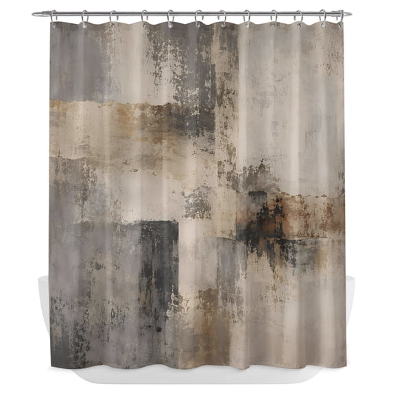 Grey Abstract Art Shower Curtain - Water Repellent Fabric Shower Curtains Washable, Vintage Luxury Aesthetics Decorative Polyester Cloth Bathroom Curtains Modern Bath Decor 72"x72"