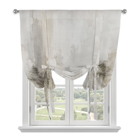 Grey Abstract Balloon Curtains for Windows, Bedroom Curtains 54 Inch Length, Industrial Modern Moody Urban Tie Up Curtains Panels Thermal Insulated Bathroom Curtains Window 42"x54"