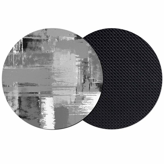 Grey Abstract Coasters Set of 2, Modern Mottled Art Oil Painting Absorbent Coasters for Drinks, Coaster for Bar Office Dining Coffee Table Accessories Decor, Non Slip Round Desk Coaster