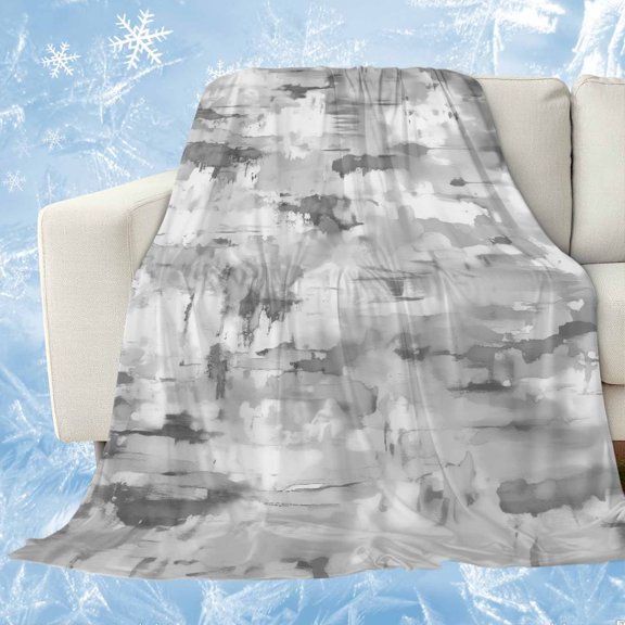 Grey Abstract Cooling Blanket, Lightweight Breathable Summer Throw Blanket with Double Sided Cold Effect,Modern Oil Painted Art Contemporary Picnic Beach Blankets Bed Sheet for Hot Sleepers 30"x40"