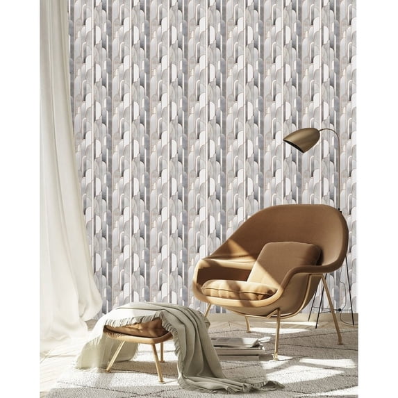 Grey Abstract Design Wallpaper Peel-and-Stick - 25"W x 225"H