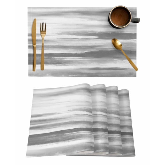 Grey Abstract Placemats Set of 2 Retro Ombre Mottled Texture Farmhouse Heat Insulation Washable Place Mats, Rustic Non-Slip Table Mats for Dining Table Party Kitchen Decor,13x19 Inch