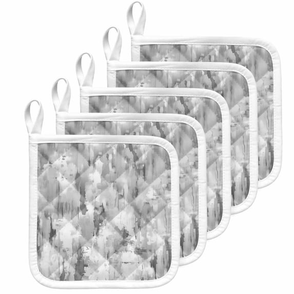 Grey Abstract Pot Holders for Kitchen Heatproof Potholder, 5 Pack Modern Oil Painted Art Contemporary Hot Pads Multipurpose Oven Pads Cloth Potholders Trivet for Cooking Baking