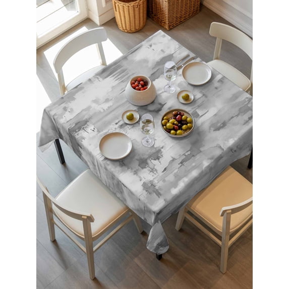 Grey Abstract Tablecloth Square Table Cloth 54x54,Waterproof Outdoor Table Cloth Covers Decorative Table Protector ,Modern Oil Painted Art Contemporary Washable Table Cover for Kitchen Dinning Party