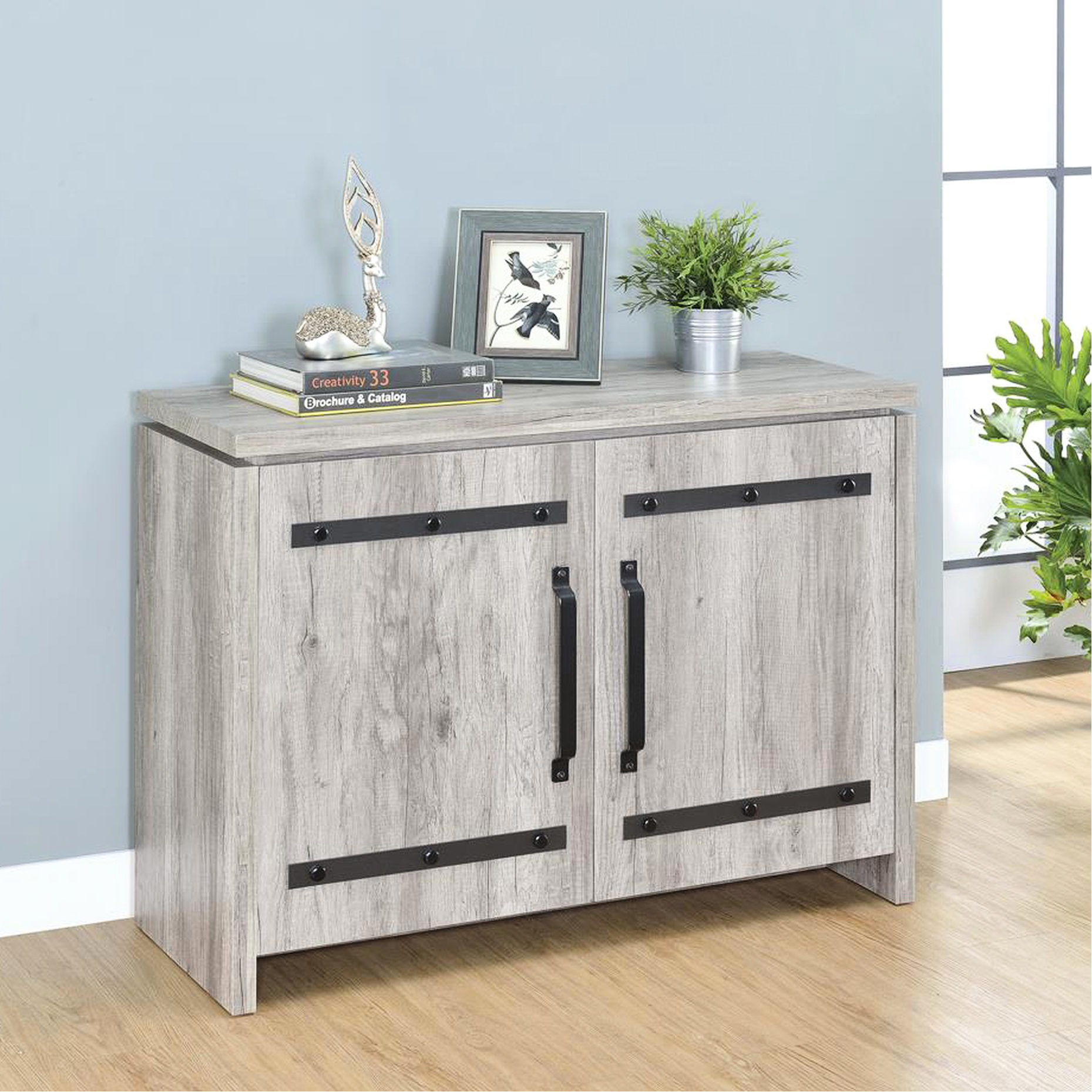 Grey Accent Cabinet with 2 Doors | Provide Functionality in Primary ...