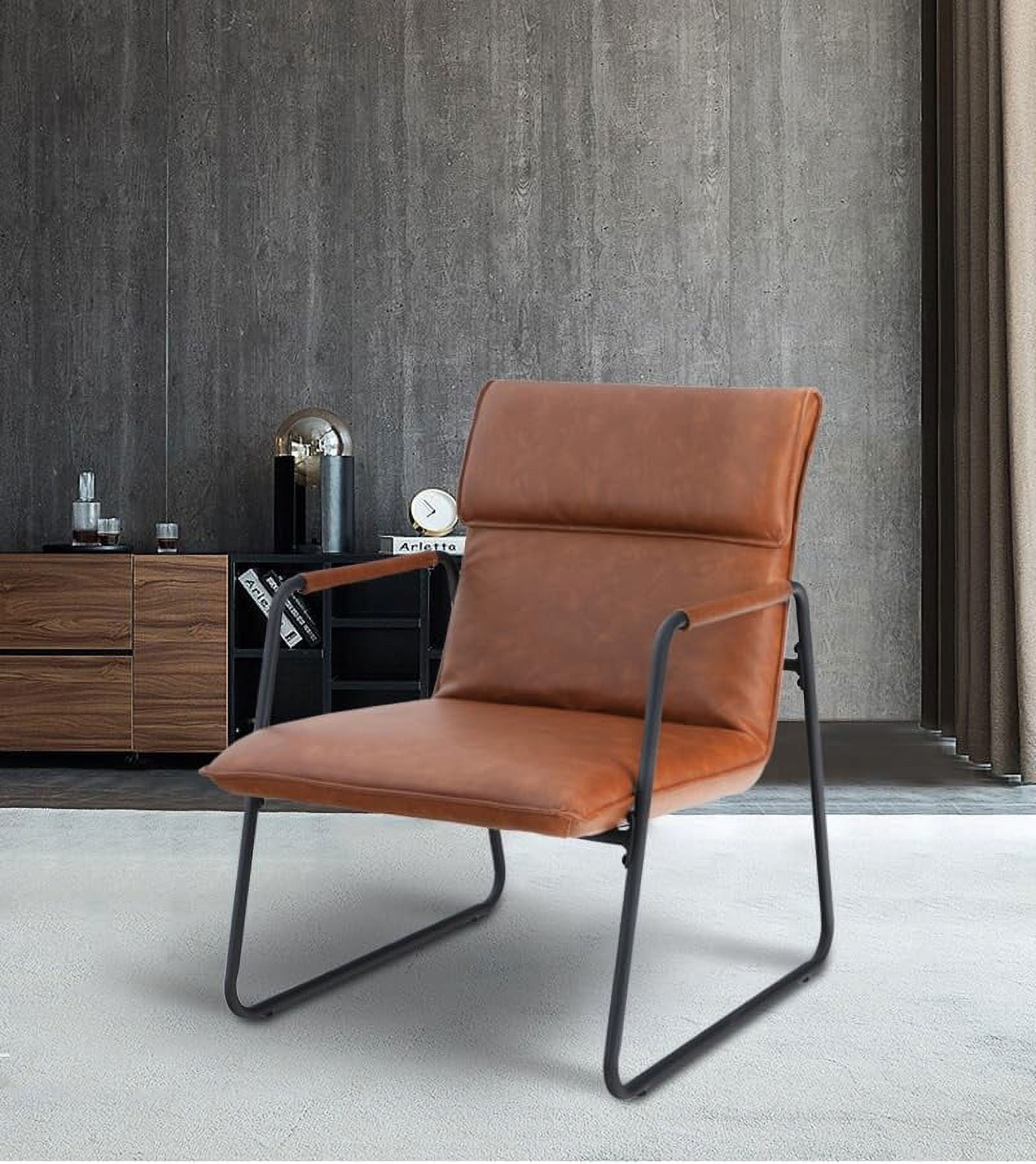 Grey Accent Chair for Living Room Clearance Faux Leather Mid Century ...