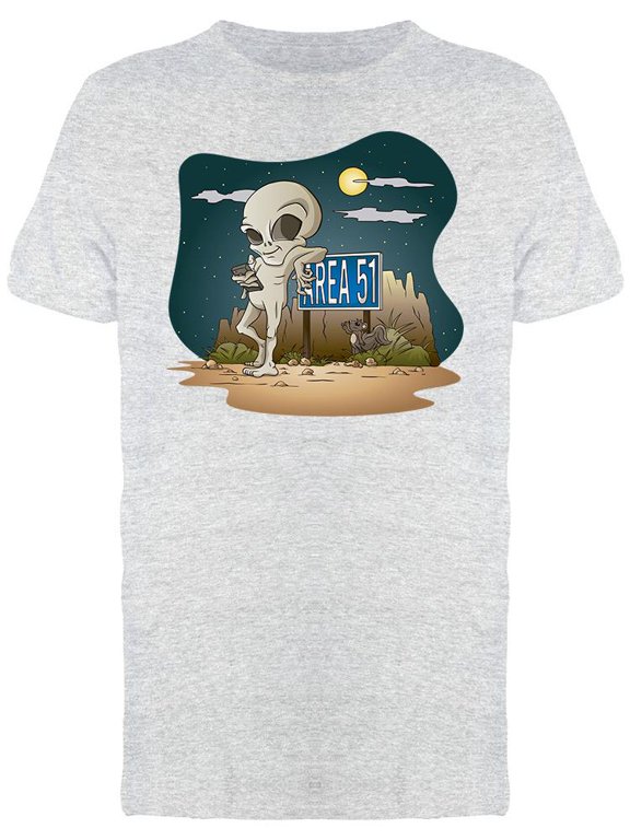 Grey Alien Area 51 T-Shirt Men -Image by Shutterstock, Male 3X-Large