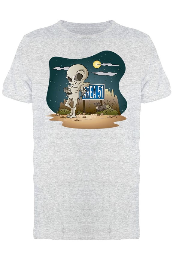 Grey Alien Area 51 T-Shirt Men -Image by Shutterstock, Male 3X-Large