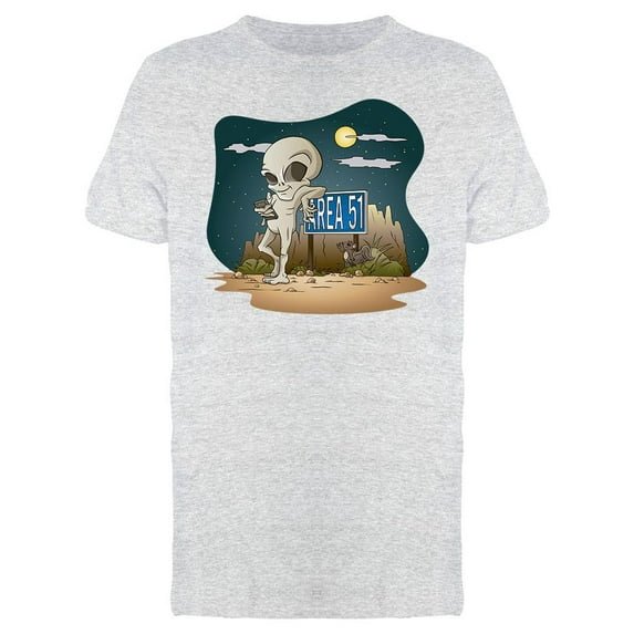 Grey Alien Area 51 T-Shirt Men -Image by Shutterstock, Male Small