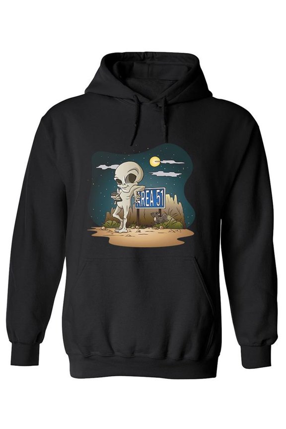 Grey Alien On Area 51 Hoodie Men -Image by Shutterstock, Male Small