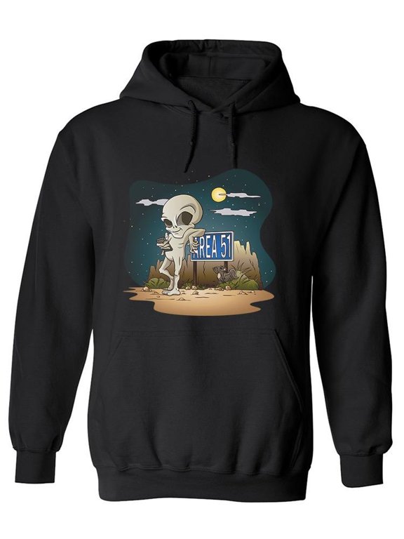 Grey Alien On Area 51 Hoodie Men -Image by Shutterstock, Male Small
