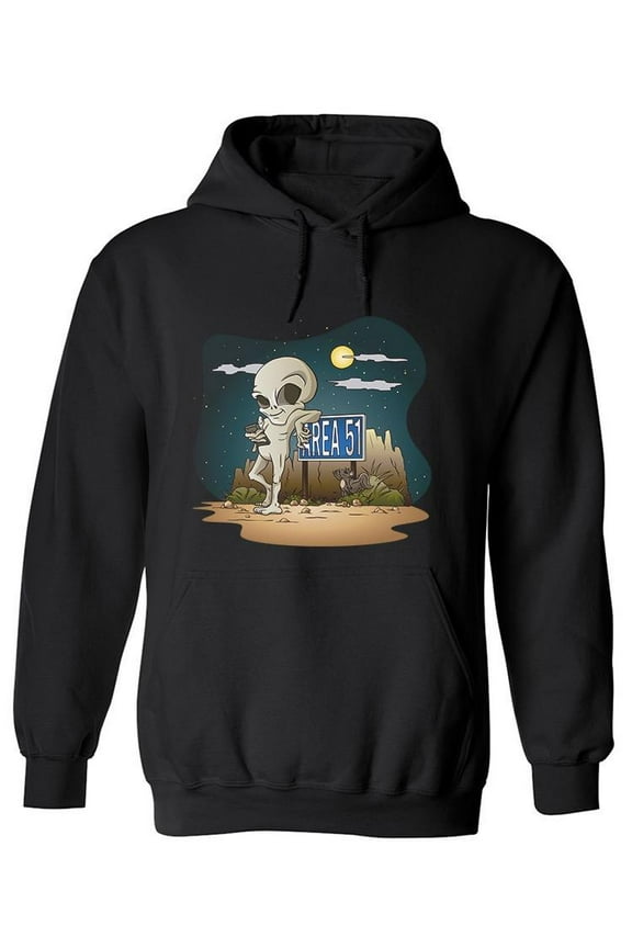 Grey Alien On Area 51 Hoodie Men -Image by Shutterstock, Male XX-Large