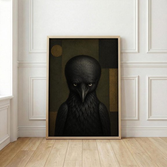 Grey Alien Wall Art Surreal Sci Fi Art Print Dark Decor For Office Vintage Home Accent