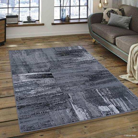 Grey AllStar Modern. Contemporary Woven Area Rug. Drop-Stitch Weave Technique. Carved Effect. Vivid Pop Colors (7' 10" x 10')