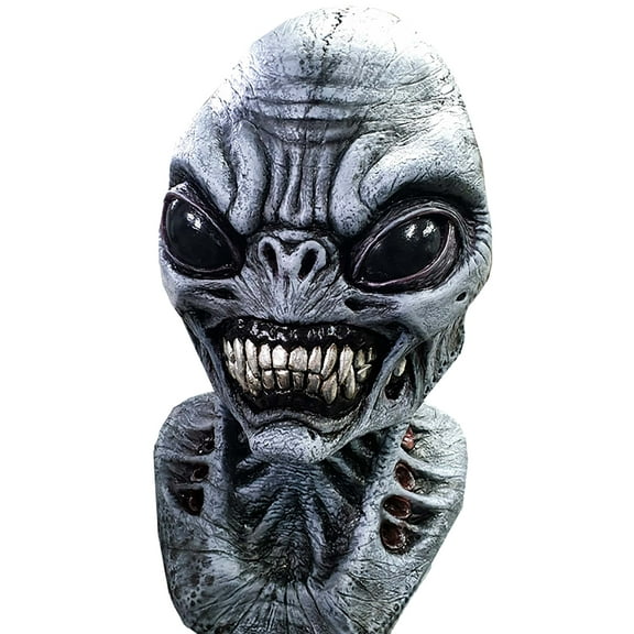 Grey Alpha Centauri Alien Mask - Lord Grimley's Manor Halloween Adult Unisex Latex Full Mask