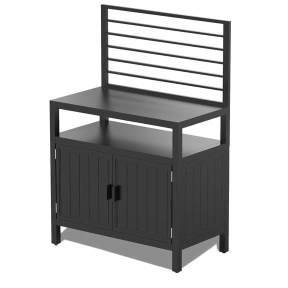 Grey Aluminum Grill Storage Cabinet with Wall Hanging for Outdoor Kitchen in All Seasons Patio Deck Backyard Modular