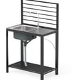 thumbnail image 1 of Grey Aluminum Outdoor Kitchen Island with Storage and Stainless Steel Sink for Social Gatherings Year-Round, 1 of 3
