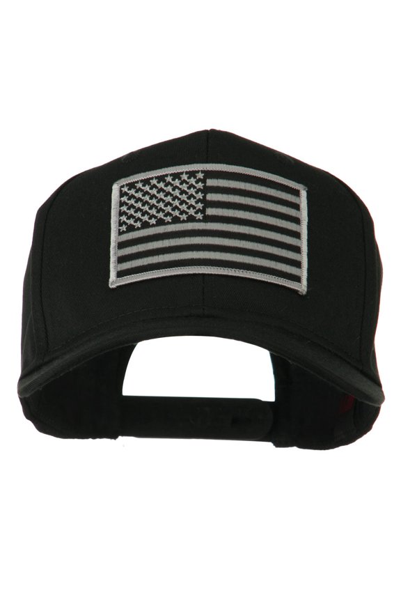 Grey American Flag Patched High Profile Cap - Black OSFM