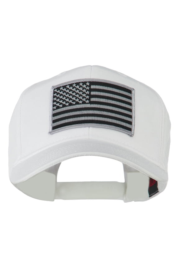 Grey American Flag Patched High Profile Cap - White OSFM