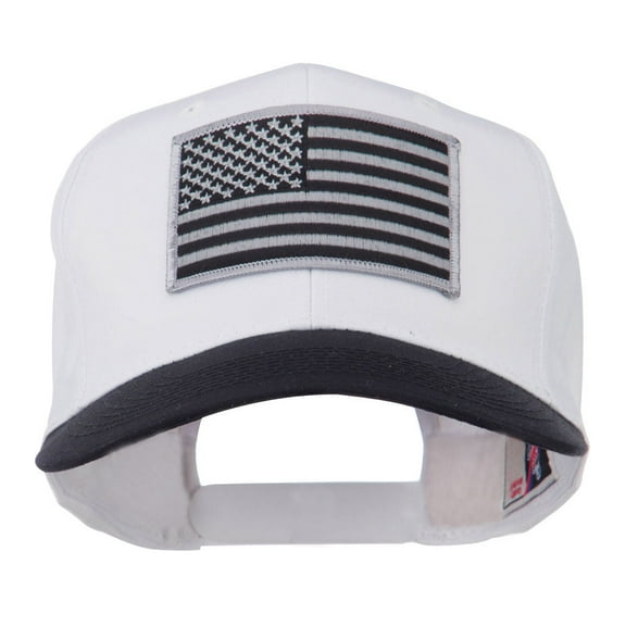 Grey American Flag Patched Pro Style Cap - Navy White OSFM