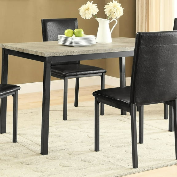 Grey And Black Rectangular Table, 30 Inches Wide, For Daily Use Table Dining Area, Construction, Seats 4 People