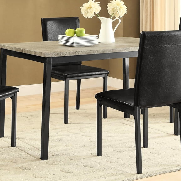 Grey And Black Rectangular Table, Ideal For Family Gatherings Meals Dining Suitable Everyday Meals, Metal