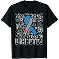 thumbnail image 1 of Grey And Blue Ribbon Typography Type 1 Diabetes Awareness T-Shirt, 1 of 4