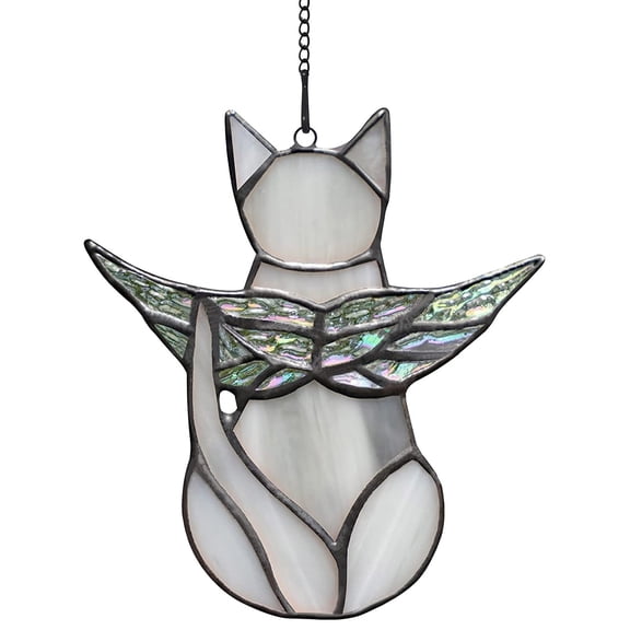 Grey Angel Cats Memorial Gift Colorful Hanging Ornament Angel Gray Cats Sun Catcher Decorated Cats Lover Gift Plastic Gray 4.5X4.5 Inches