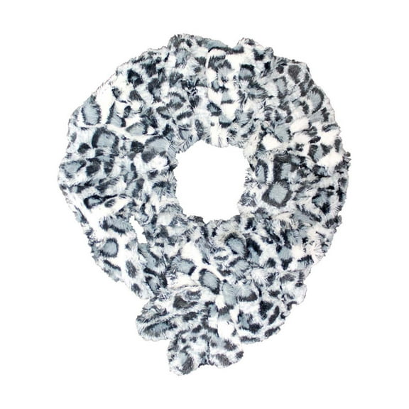 Grey Animal Print Faux Fur Neck Scarf