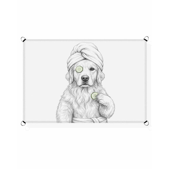 Grey Animals Sun Shade Sail 12'X16' Funny Dog with Bath Wrap Cucumber Slice Gray Modern UV Block Outdoor Sail Shades Breathable Waterproof Rectangular Sunshade for Patio Garden Pool Pergola Porch